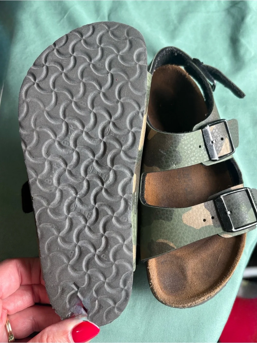 Birkenstock Kids Camo Double-Strap Sandals - Green/Brown